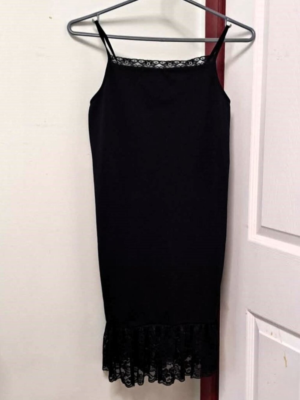Infiniti Seamless Black Stretch Slip Dress Extender Floral Eyelash Lace NWOT PL